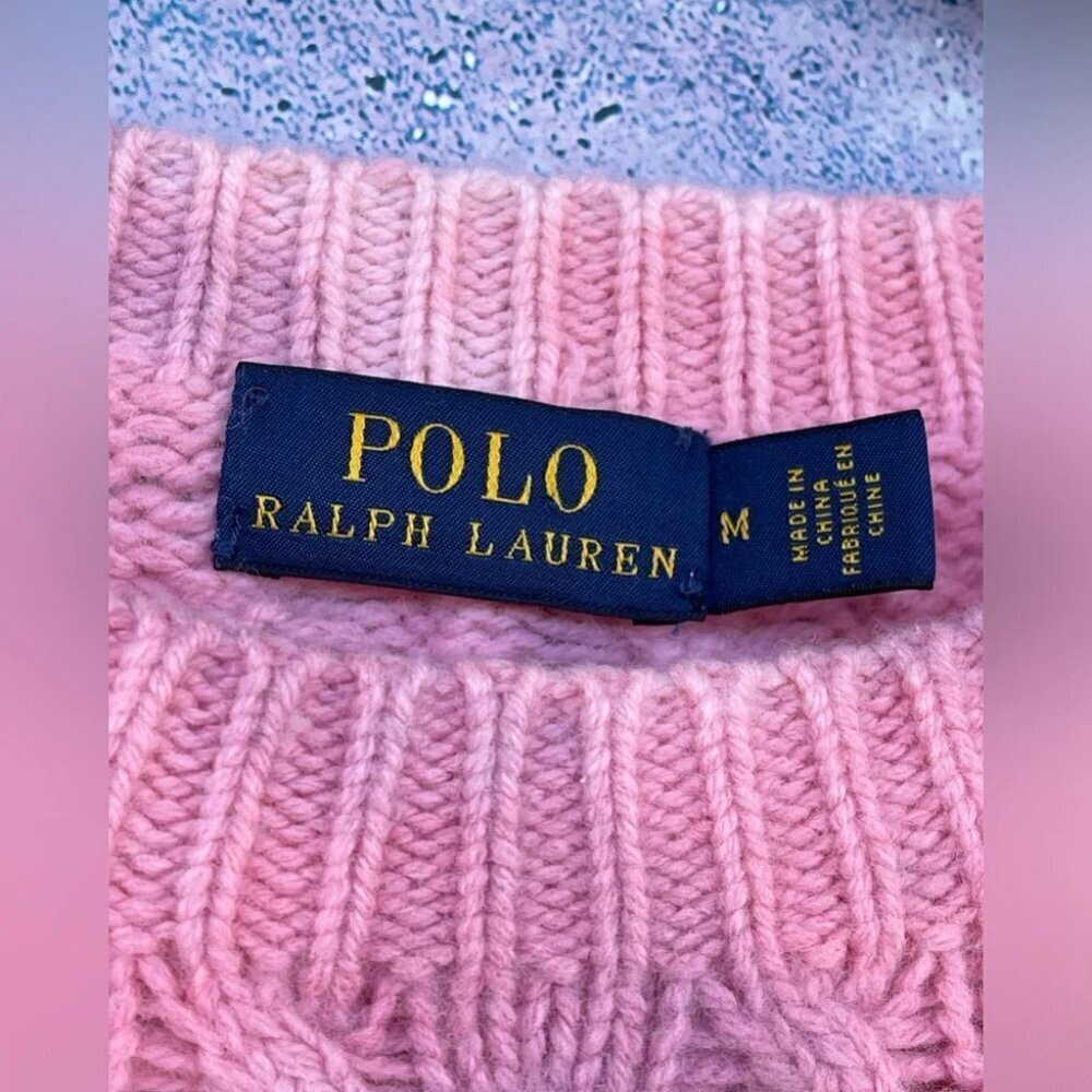 Polo Ralph Lauren Women's Cable-Knit Wool blend tie dye sweater medium - Picture 4 of 9